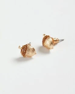 Gold Acorn Stud Earrings