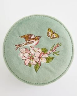 Morning Song Bird Embroidered Round Jewellery Box -Chic Accessories Shop 95647e88 28ed 4fcf aa7d 82b3b393746e