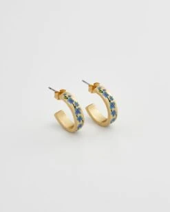 Blue Forget-Me-Not Hoop Earrings