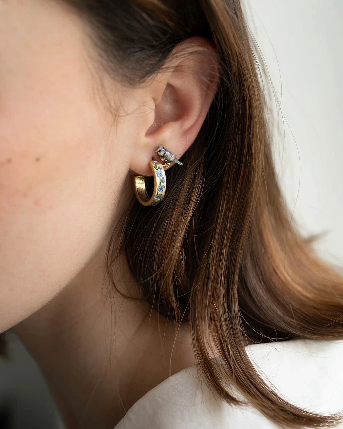 Blue Forget-Me-Not Hoop Earrings 5 Blue Forget-Me-Not Hoop Earrings - Image 3