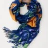 Catherine Rowe Hare & Fox Scarf With Tassels - Blue -Chic Accessories Shop catherine rowe hare fox scarf with tassels blue by fable england 36897169244404
