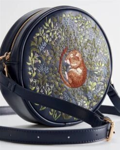 Chloe Giordani Dormouse Embroidered Round Saddle Bag - Navy -Chic Accessories Shop chloe giordani dormouse embroidered round saddle bag navy by fable england 39016776827124