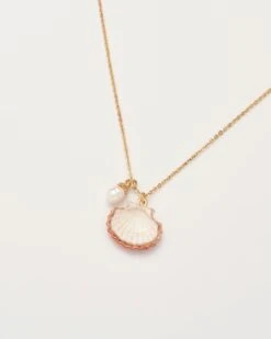 Clam Shell And Pearl Worn Gold Short Necklace -Chic Accessories Shop clam shell and pearl worn gold short necklace by fable england 41228279349492