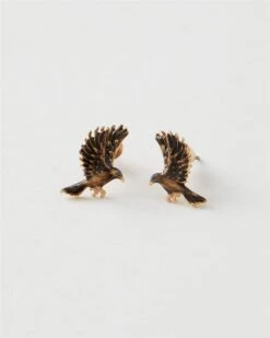 Enamel Black Bird Stud Earrings