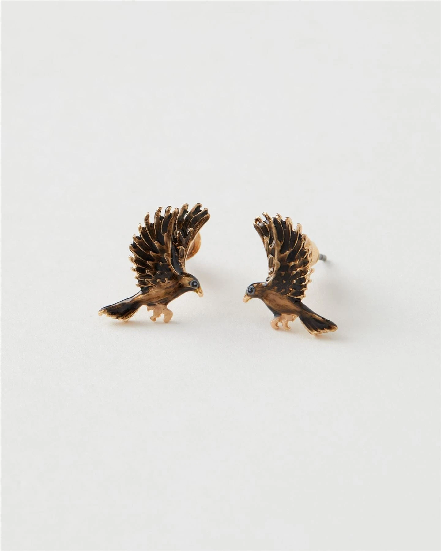Enamel Black Bird Stud Earrings 3 Enamel Black Bird Stud Earrings