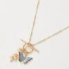 Enamel Blue Butterfly & Leaf Charm Necklace -Chic Accessories Shop enamel blue butterfly leaf charm necklace by fable england 40292948377844
