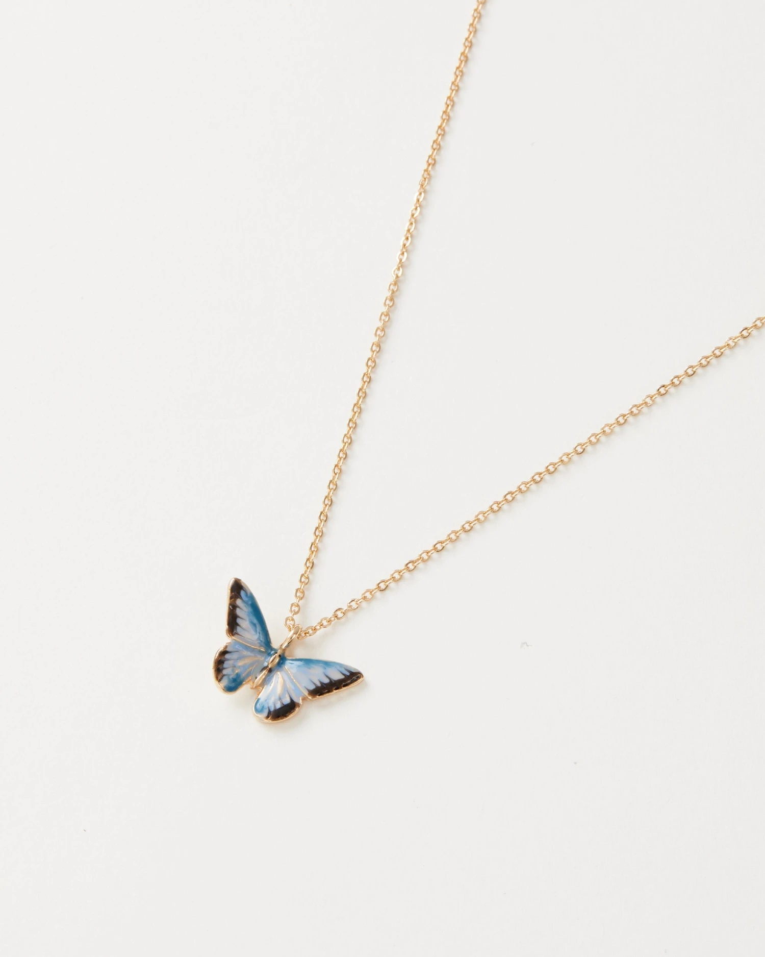 Enamel Blue Butterfly Short Necklace 3 Enamel Blue Butterfly Short Necklace