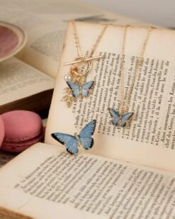 Enamel Blue Butterfly Short Necklace 7 Enamel Blue Butterfly Short Necklace -Chic Accessories Shop enamel blue butterfly short necklace by fable england 40296589492468