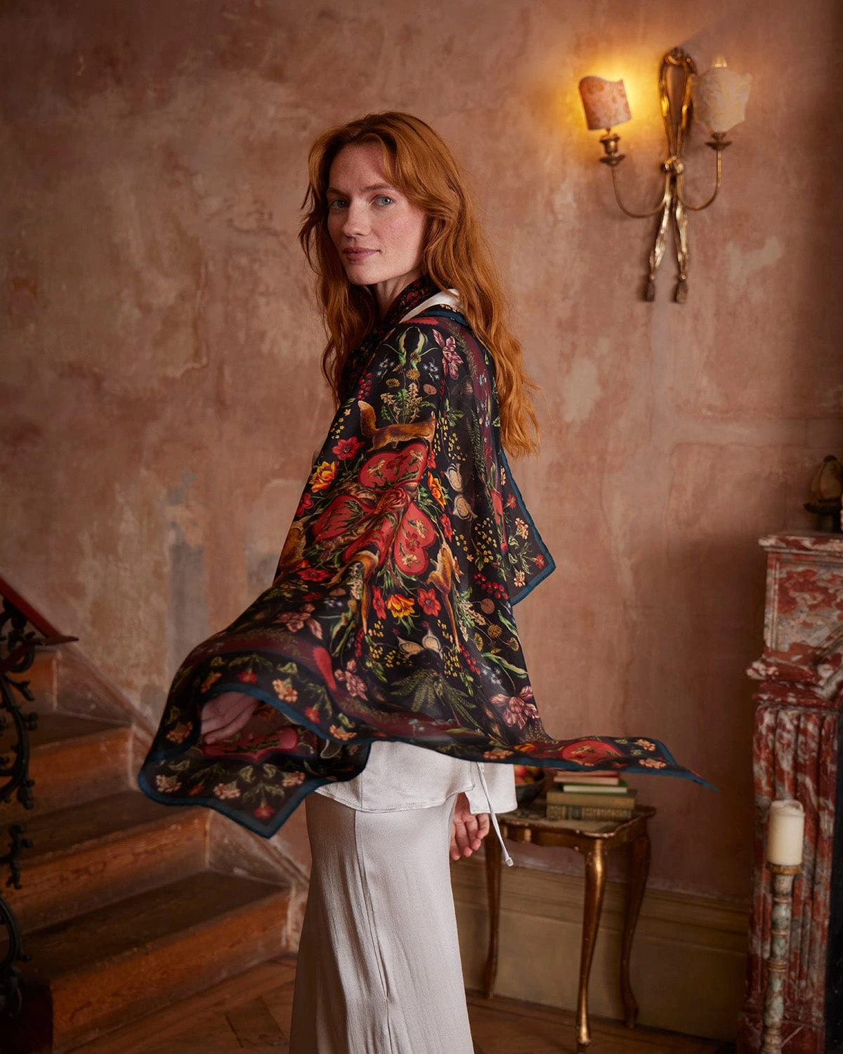 Chic Accessories Shop -Chic Accessories Shop folksy fox silk blend scarf black by fable england 40328894316788