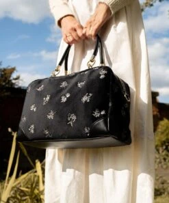 Hepsie Velvet Embroidered Bag - Black -Chic Accessories Shop hepsie velvet embroidered bag black by fable england 39965083009268