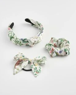 Meadow Creatures Headband, Scrunchie & Bow Marshmallow - Set Of 3