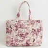 Rambling Rose Quilted Tote - Burgundy -Chic Accessories Shop rambling rose quilted tote burgundy by fable england 39937224671476