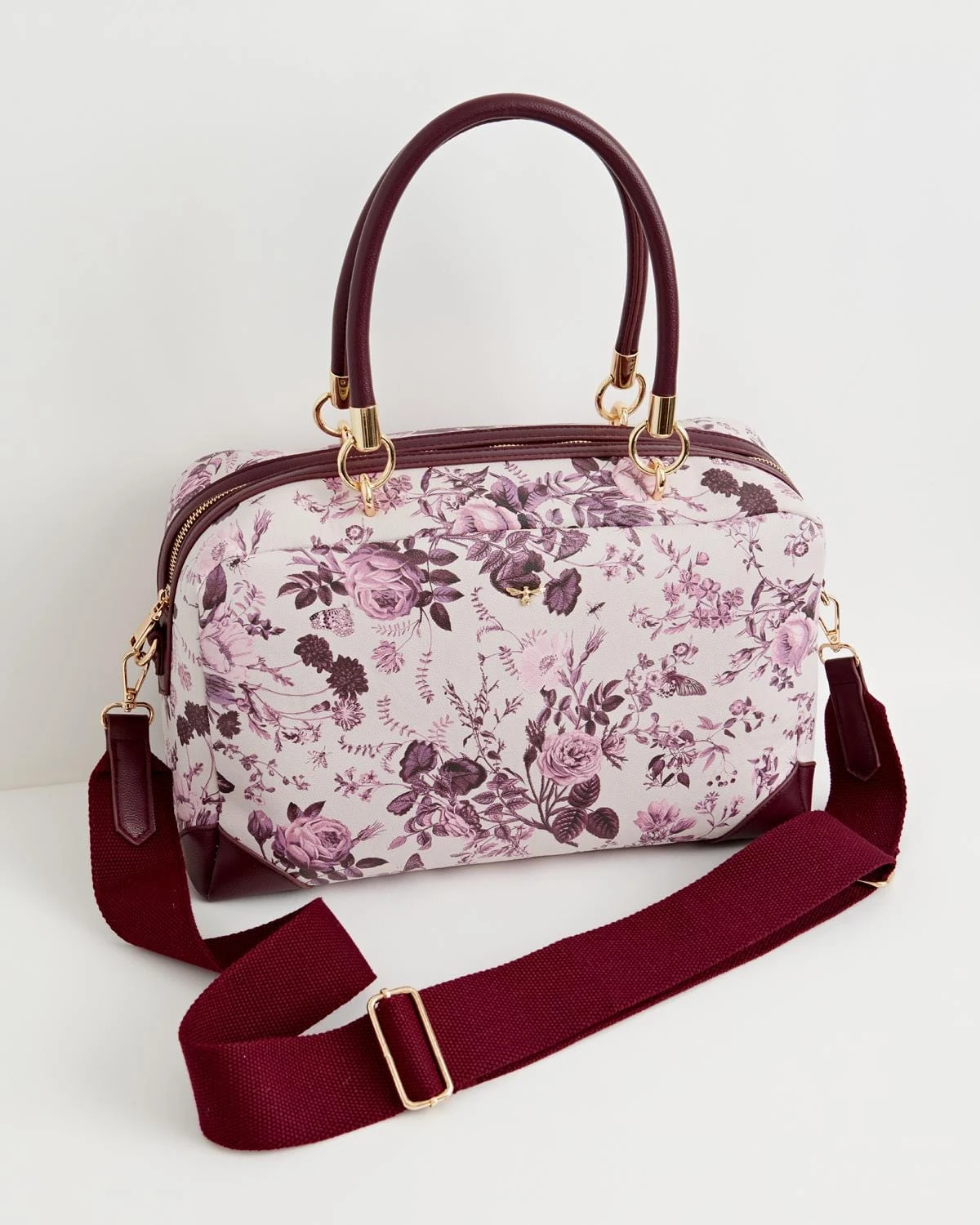 Rambling Rose Tote Bag - Burgundy 5 Rambling Rose Tote Bag - Burgundy - Image 3