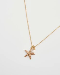 Starfish Worn Gold Short Necklace