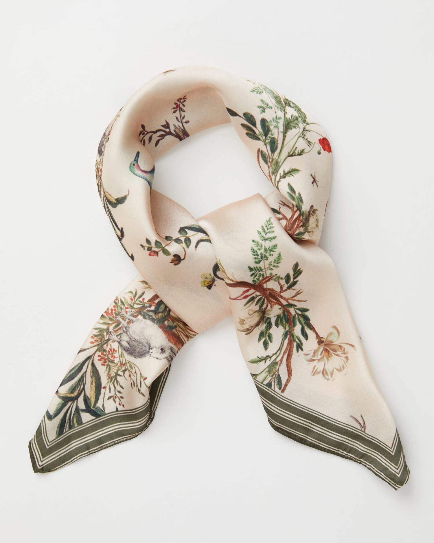 Toile De Jouy Olive Green Square Scarf 3 Toile De Jouy Olive Green Square Scarf
