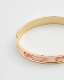 Whispering Sands Gold Plated Printed Bangle - Pink -Chic Accessories Shop whispering sands gold plated printed bangle pink by fable england 41228398362868
