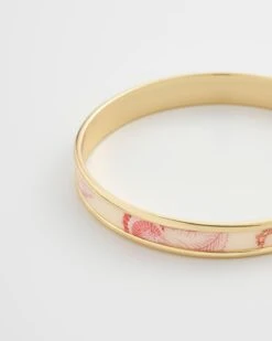 Whispering Sands Printed Gold Plated Bangle - Yellow -Chic Accessories Shop whispering sands printed gold plated bangle yellow by fable england 41228393709812